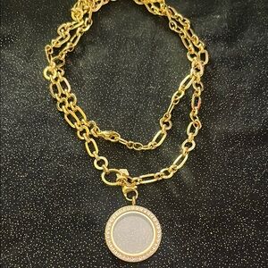Large Gold Tone Living Locket with Chain